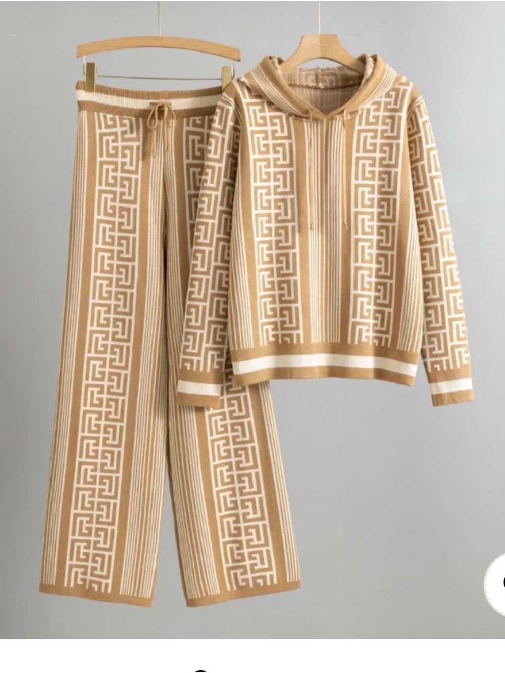 Beige and Cream Geometric Knit pants